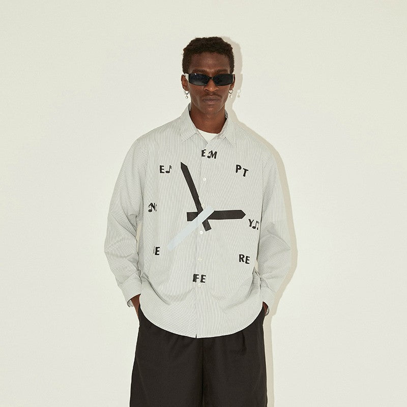 EMPTY REFERENCE Striped Clock Long Sleeve Shirt