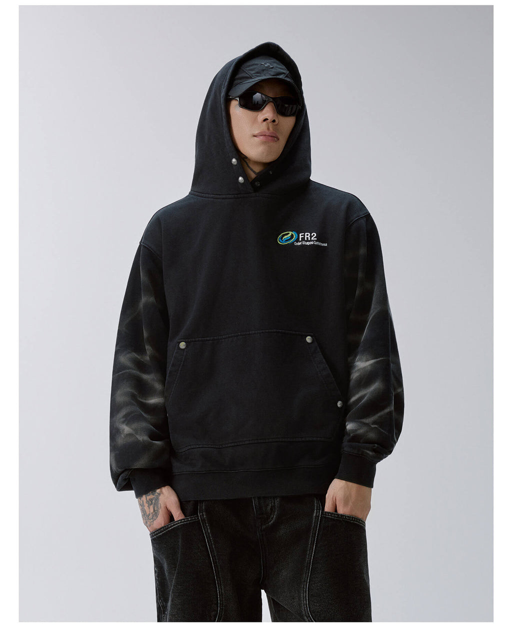 F2CE Tie Dye Distressed Embroidered Hoodie