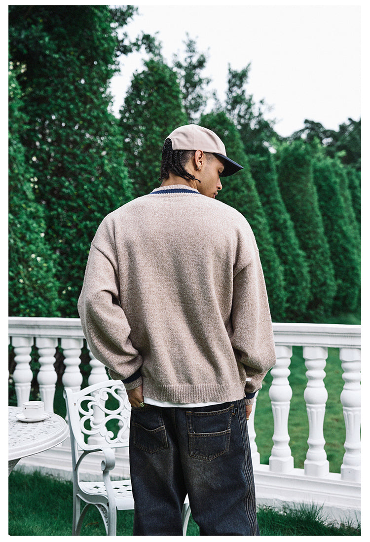 Remedy Embroidered V Neck Knit Sweater