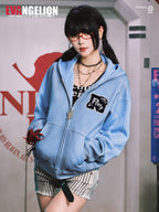 MEDM x EVA NEVER END Character Print Detachable Velcro Patch Zip Up Hoodie