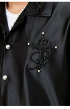 Small Town Kid 3D Cross Embroidered Satin Cuban Shirt Set