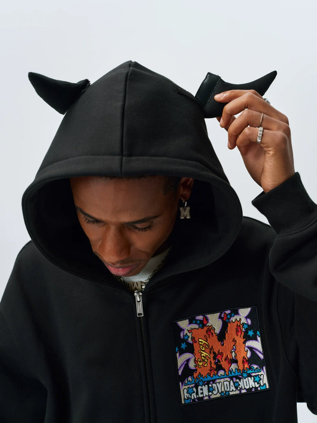 MEDM Angel & Devil Horns Zip-Up Hoodie