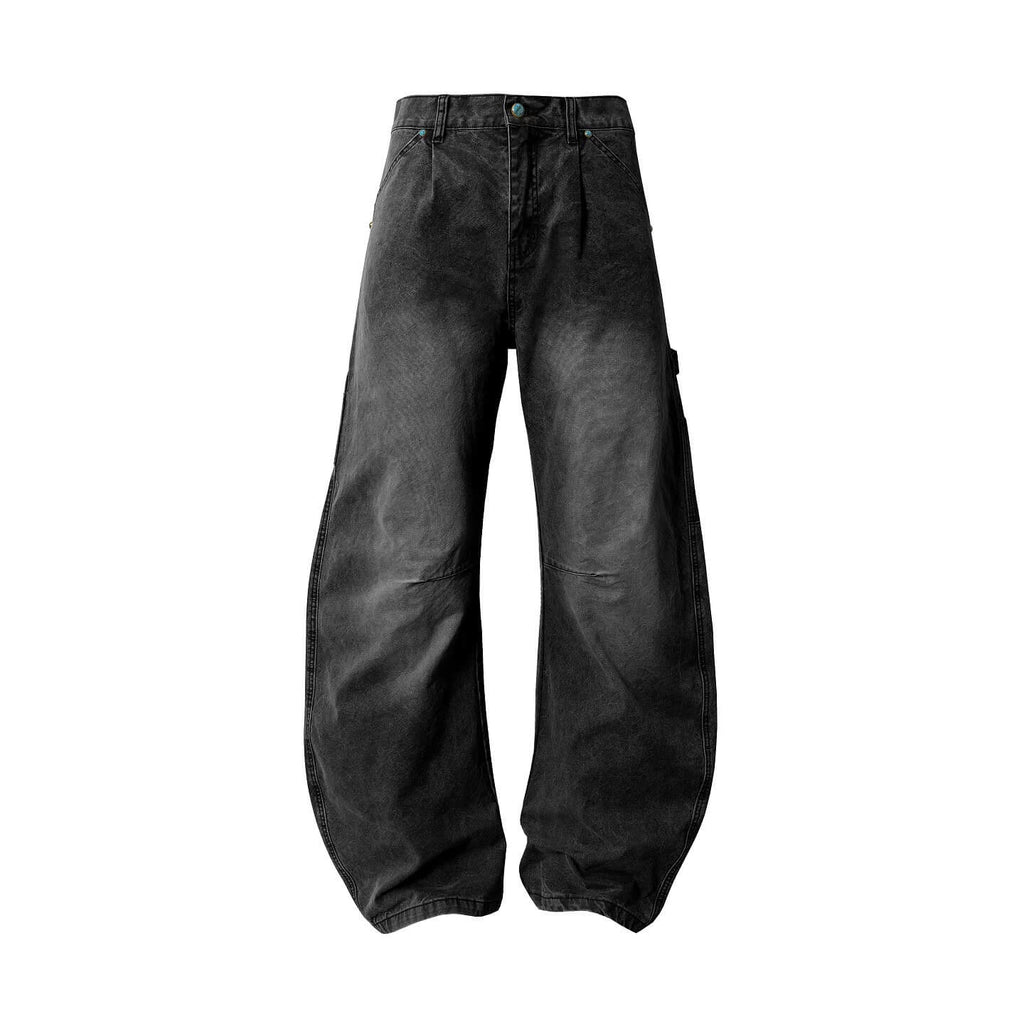 YADcrew Turquoise Studded Washed Tucked Painter Machete Jeans