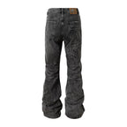 YADcrew Ribbon Patch Distressed Vintage Flared Jeans