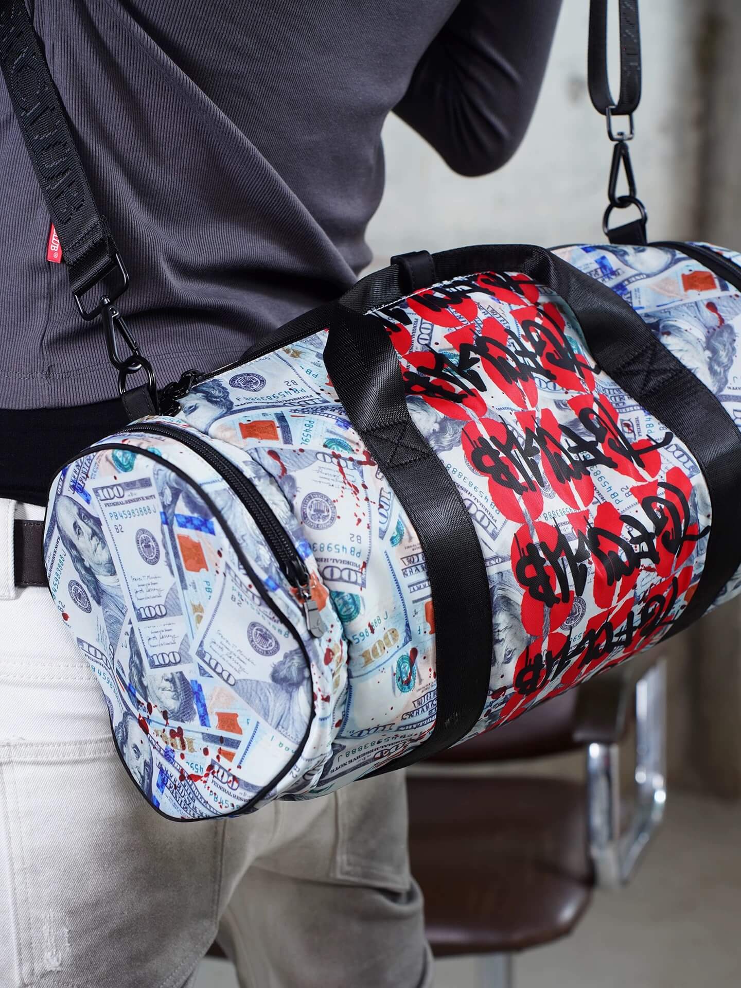 TGFCLUB Graffiti Dollar Bill All Over Printed Duffle Bag