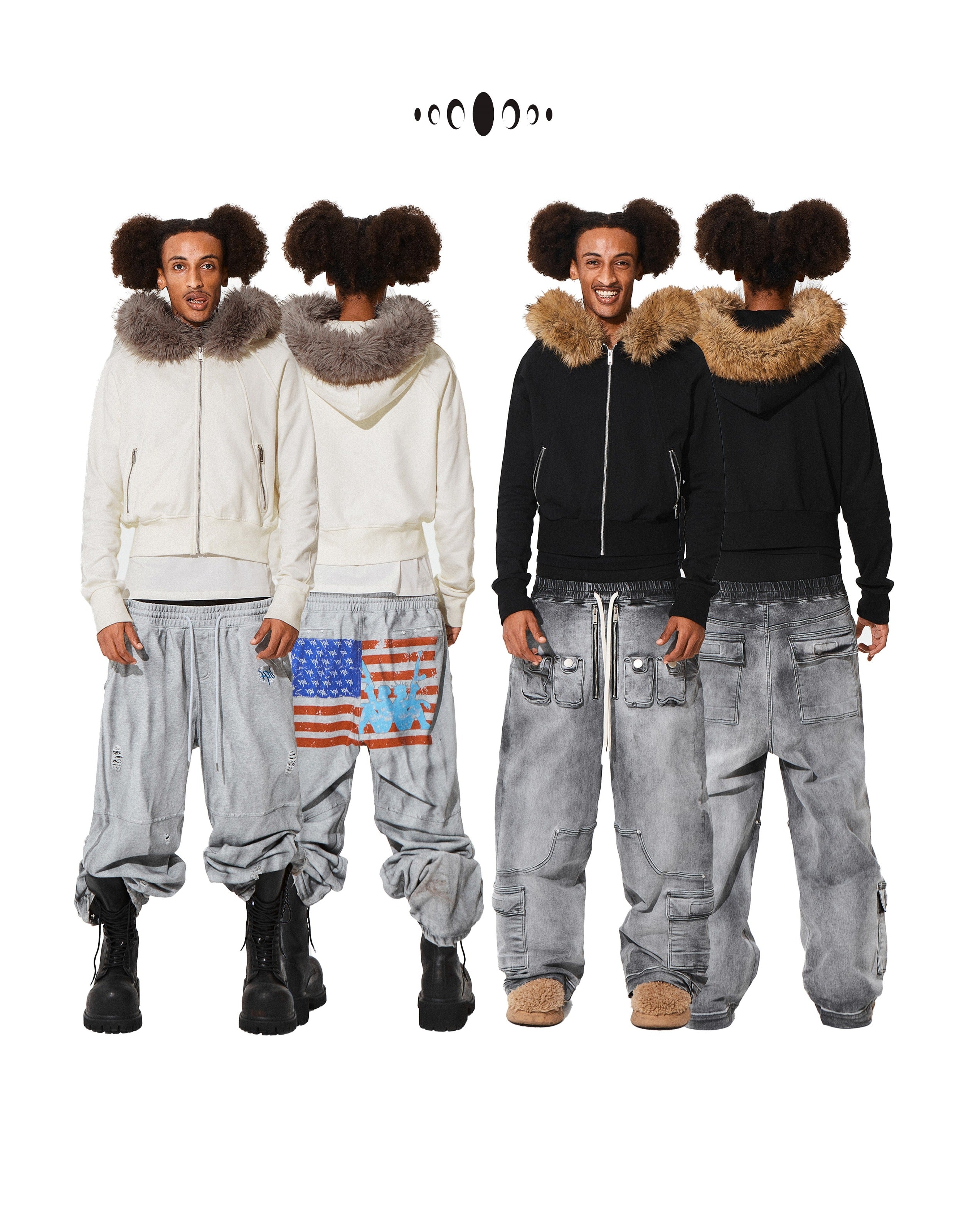 KARMANISTIC Fur Collar Hooded Jacket
