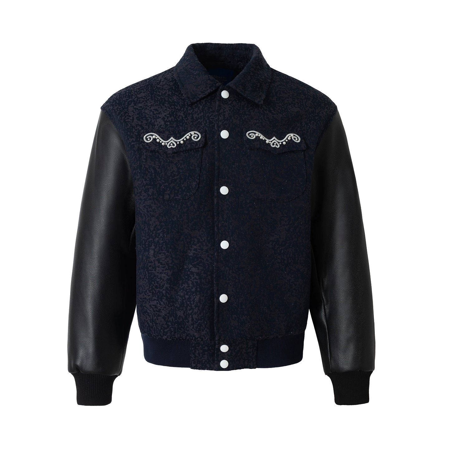 YADcrew Pearl Patch Embroidered Varsity Jacket