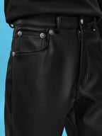 YADcrew Leather Rivet Flare Pants
