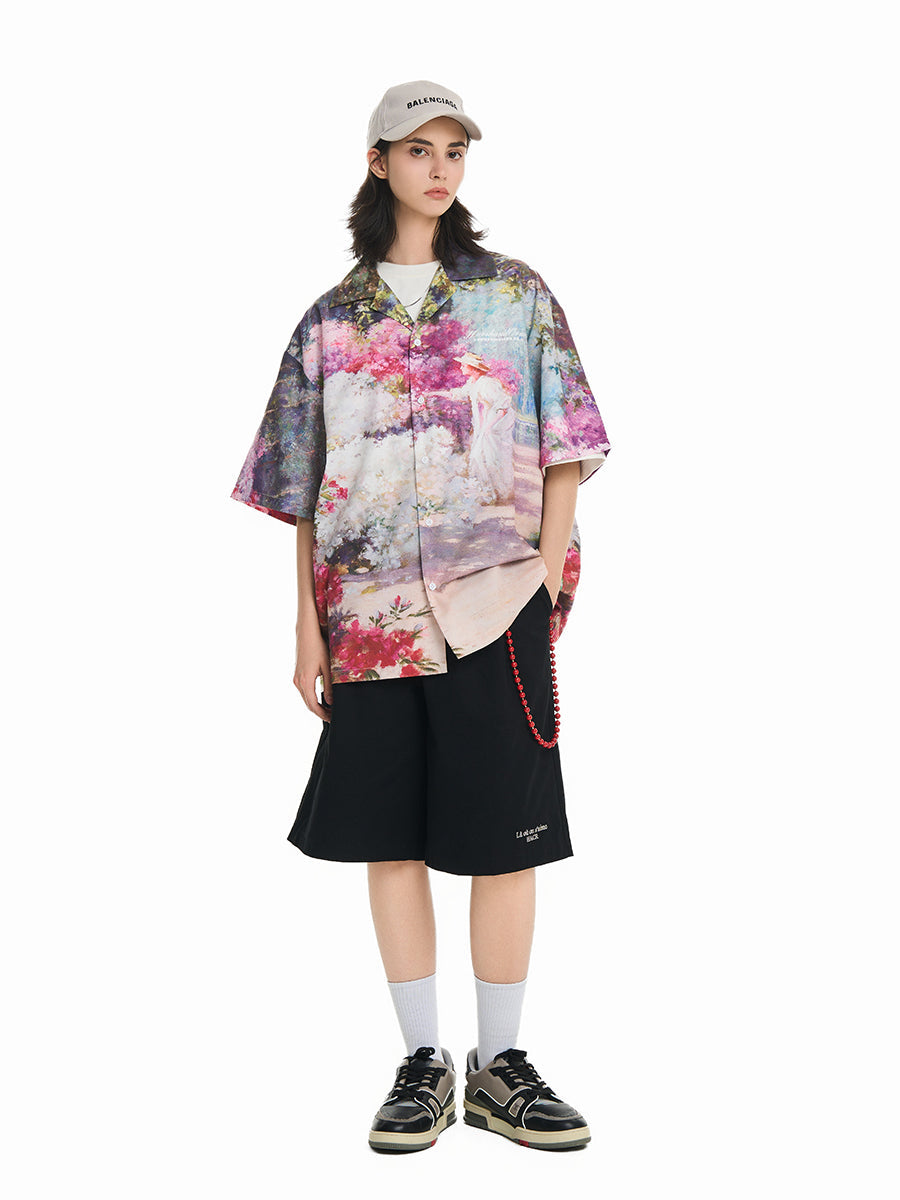 Harsh and Cruel Oil Painting Garden Cuban Shirt