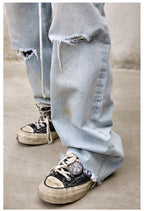 Remedy Back Pocket 3D Design Washed Hole Jeans