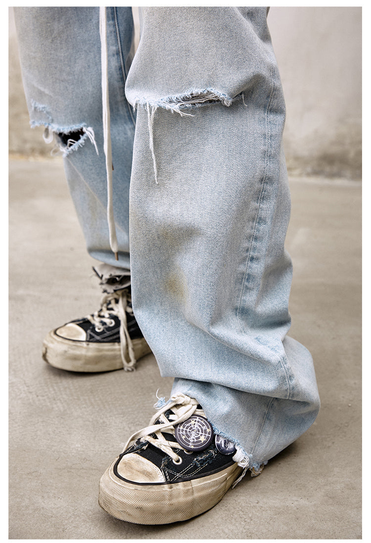 Remedy Back Pocket 3D Design Washed Hole Jeans