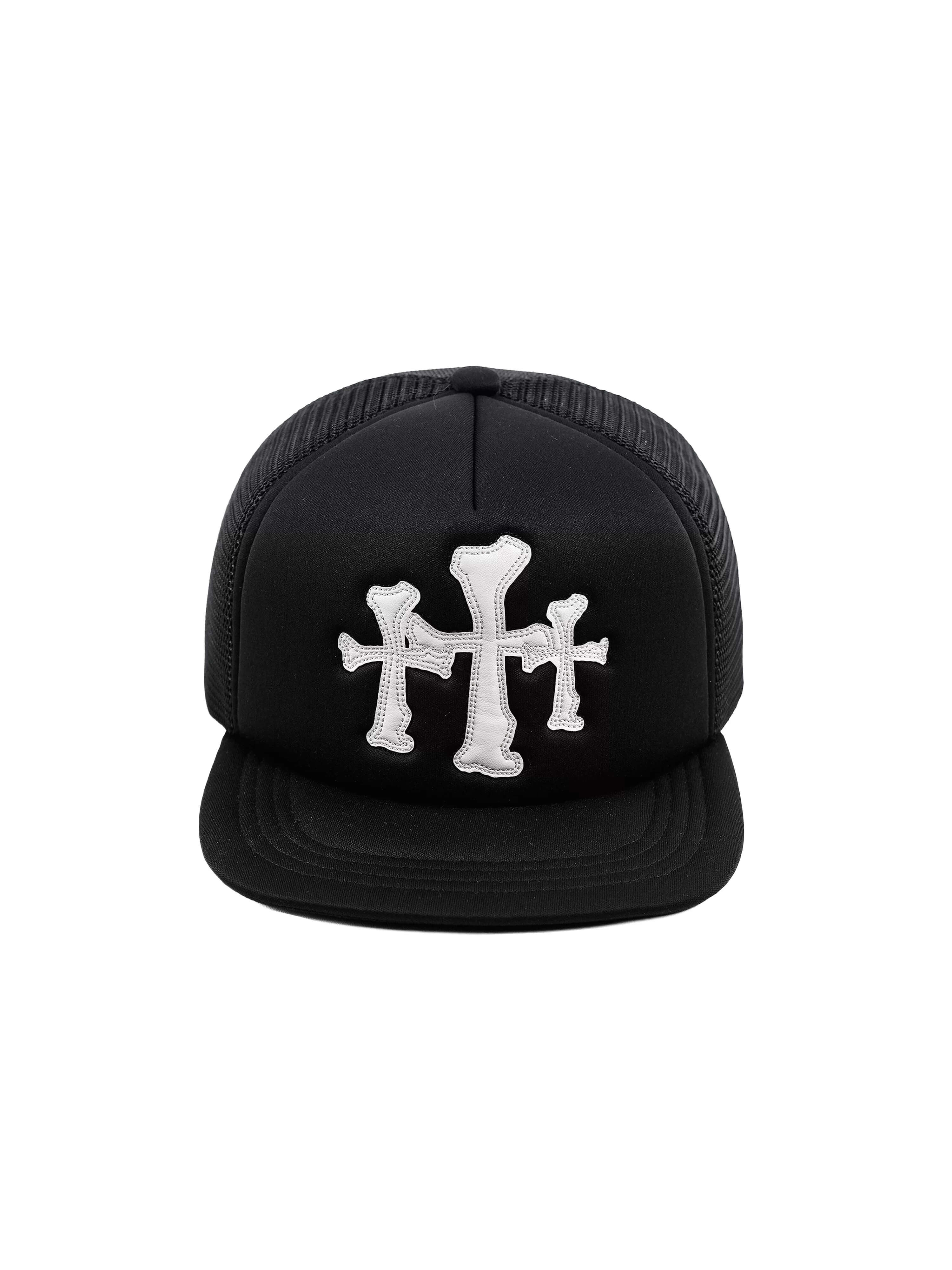 LIBERAFIT Crossbones Leather Patch Trucker Cap