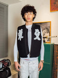 TGFCLUB Distressed Embossed Quilted Zip Up Vest