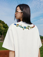 MEDM Butterfly Embroidered Neckline Tee