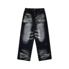 EVETS Whisker Washed Faded Baggy Jeans