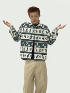 EVILKNIGHT(EK) Ethnic Print Striped Long Sleeve Shirt