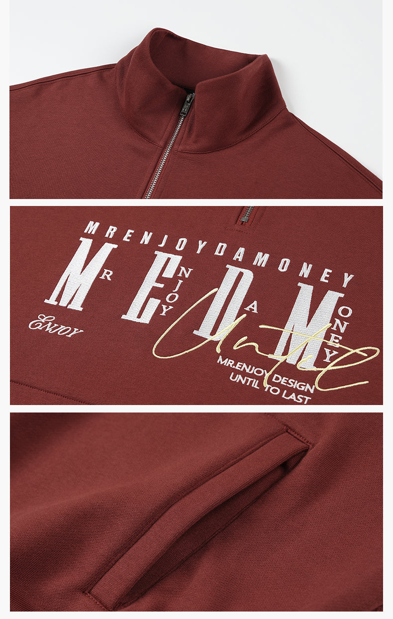MEDM Half-Zip Logo Embroidered Sweatshirt