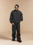 1807 Textured Plaid Fabric Track Jacket