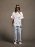 1807 Vintage Print Washed Distressed Short Sleeve Tee