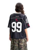 F3F Select Stitch Stripe Mesh V Neck Short Sleeve Soccer Jersey