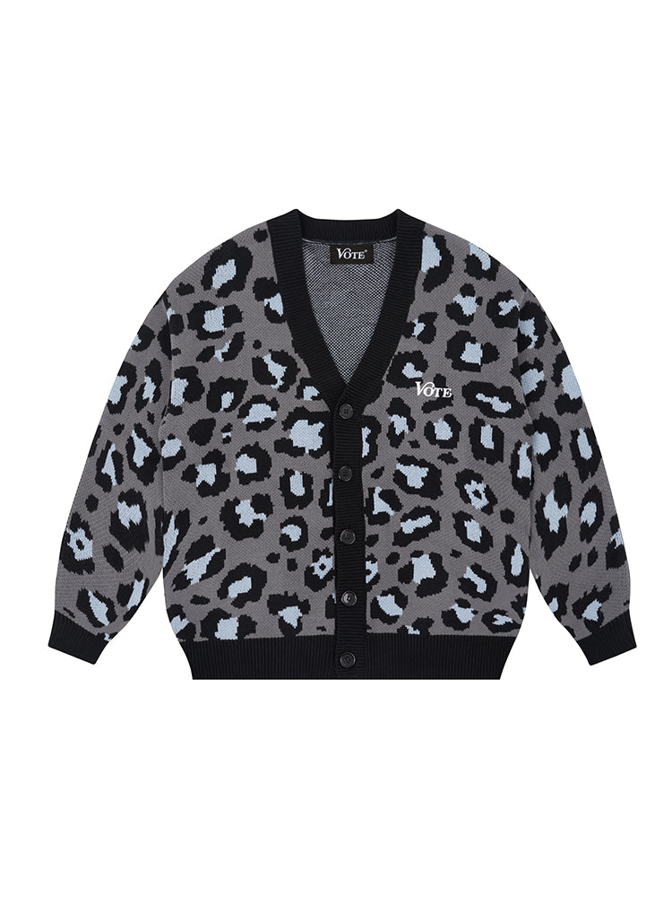 VOTE Leopard Knitted Cardigan