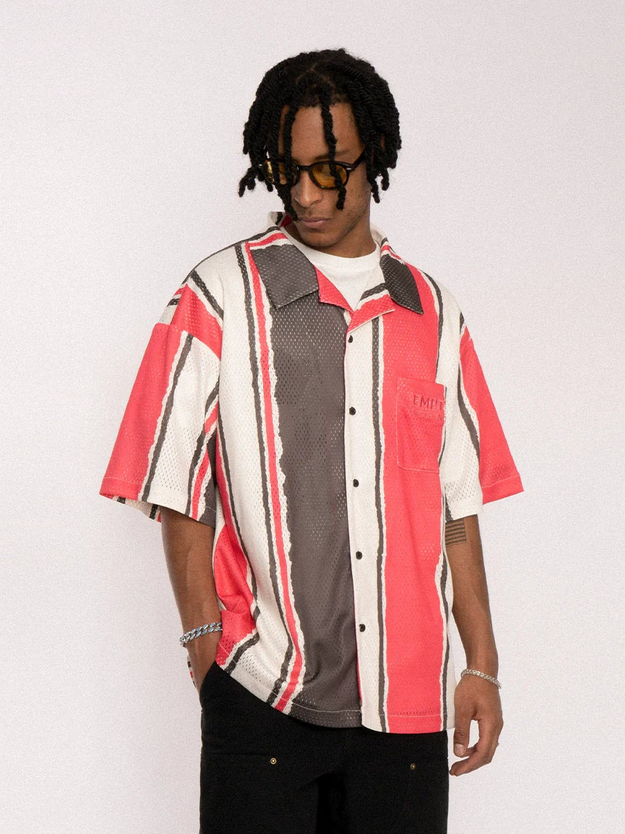 EMPTY REFERENCE Hand Painted Striped Short Sleeved Shirt