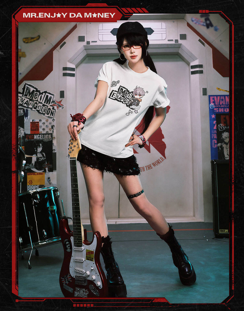 MEDM x EVA NEVER END Cute Character Music Note Graphic Tee