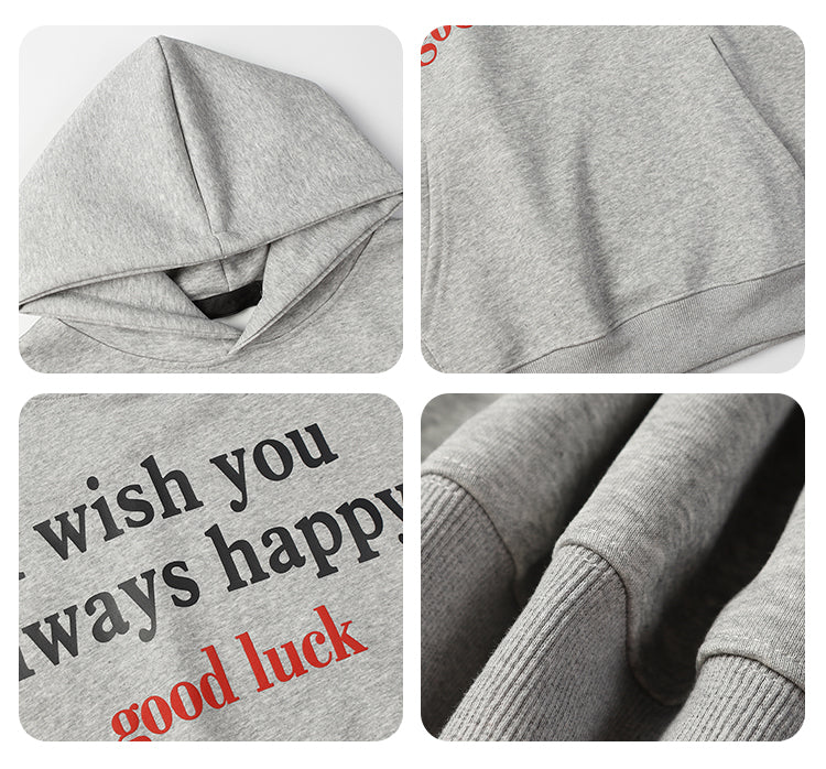 F3F Select Good Luck Printed Letter Hoodie