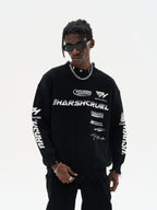 Harsh and Cruel Racing Logo Distressed Knit Sweater