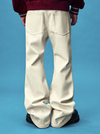YADcrew Leather Rivet Flare Pants