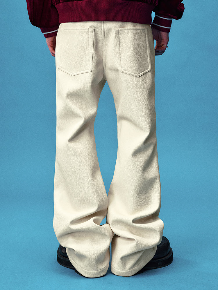 YADcrew Leather Rivet Flare Pants
