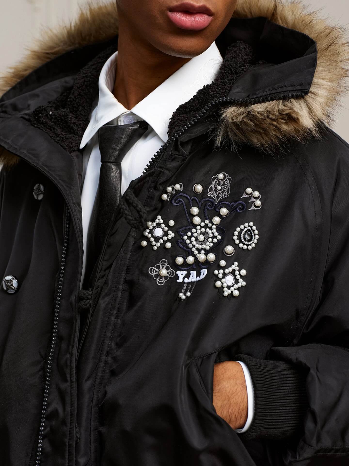 YADcrew Faux Fur Hood N-2B Bomber Jacket