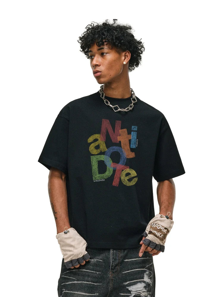 ANTIDOTE Colorful Crayon Print Tee