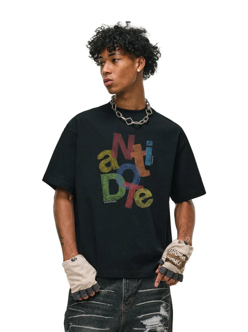 ANTIDOTE Colorful Crayon Print Tee