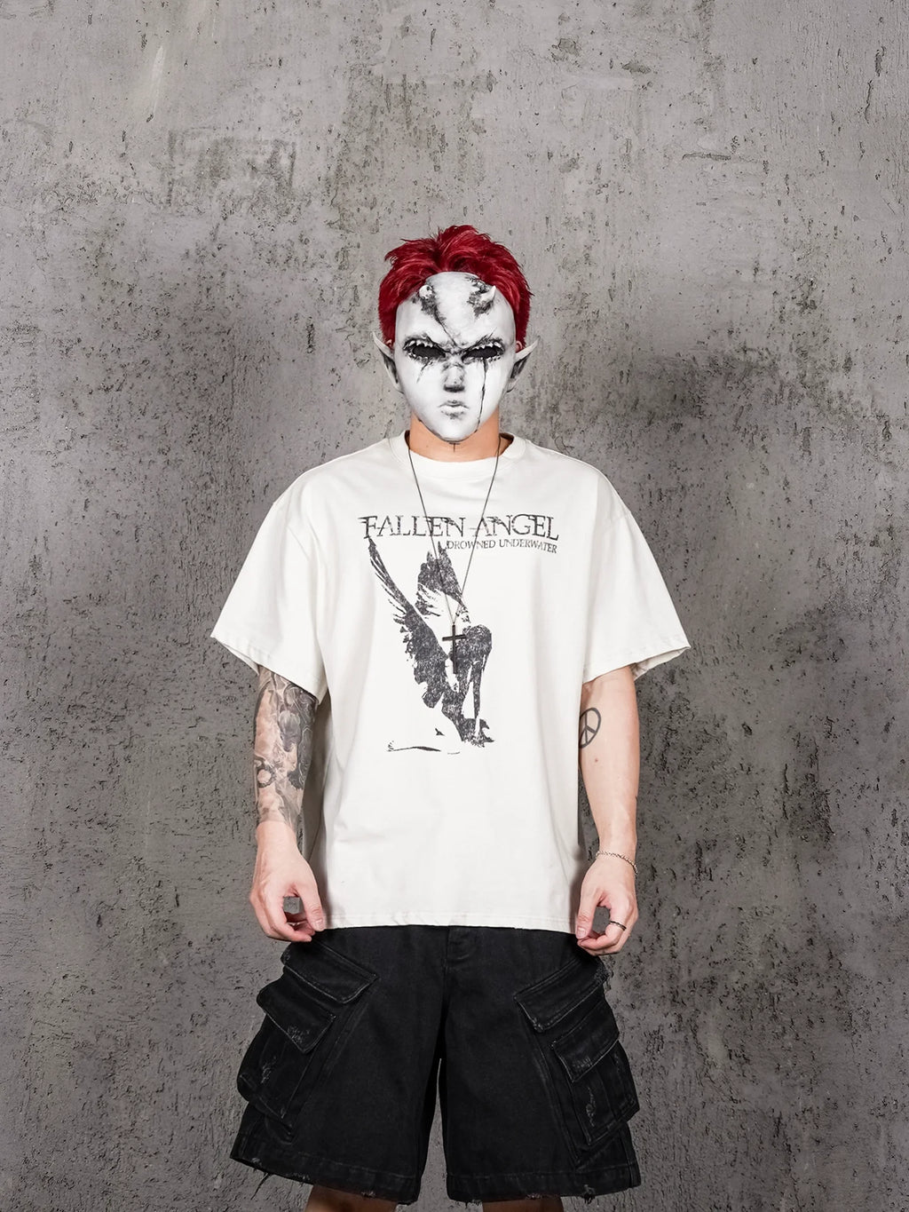 UNDERWATER Fallen Angel Print Distressed Tee