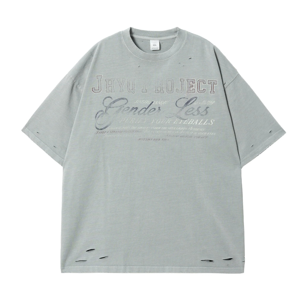 JHYQ Vintage Print Washed Distressed Tee