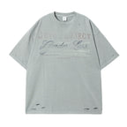 JHYQ Vintage Print Washed Distressed Tee