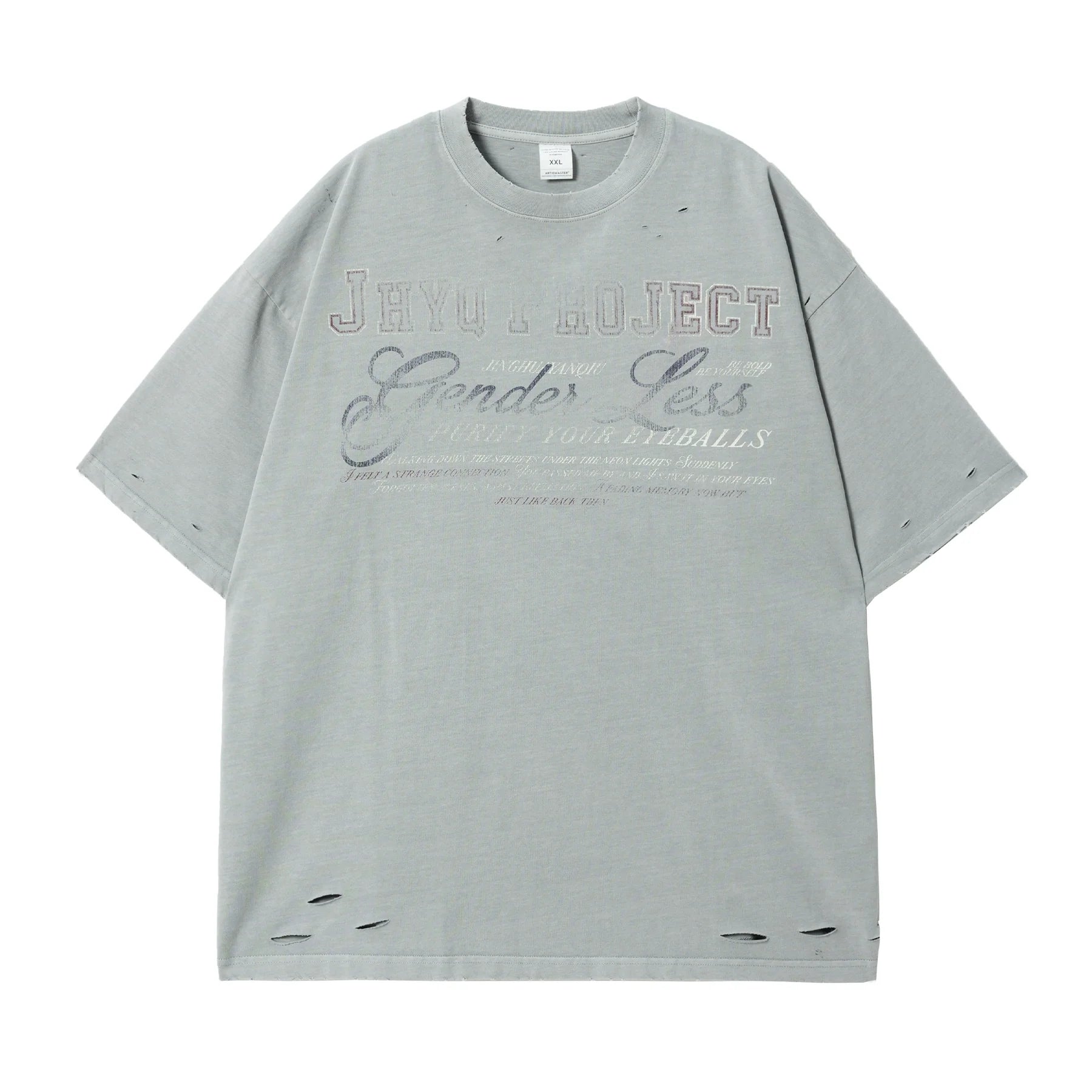 JHYQ Vintage Print Washed Distressed Tee