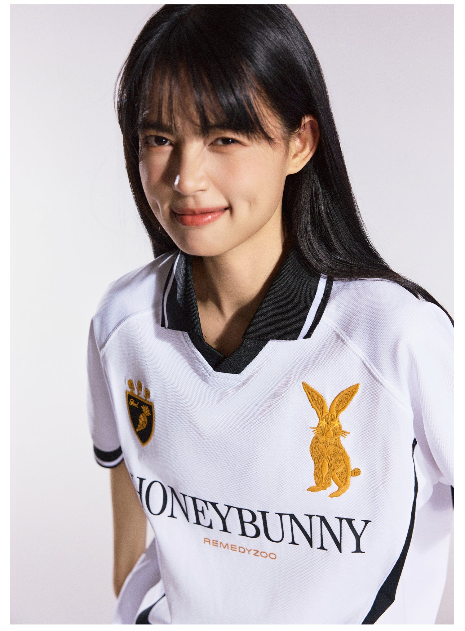 Remedy HONEYBUNNY Rabbit Embroidered Soccer Jersey Polo Shirt