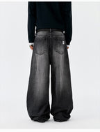 MEDM Flower Vine Laser Burnout Washed Machete Jeans
