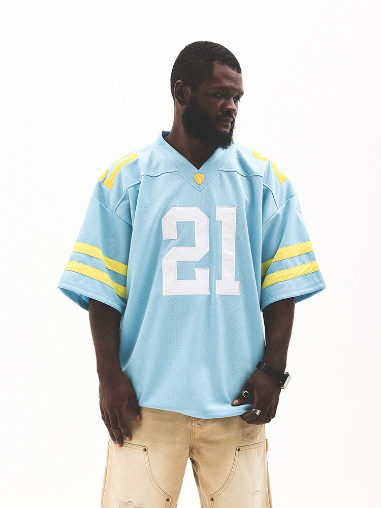UNTILWERICH Mesh Quilting Embroidered Hockey Jersey