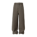 YADcrew Houndstooth Patchwork Leather Pants