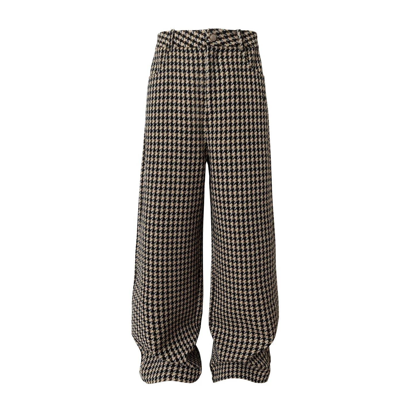 YADcrew Houndstooth Patchwork Leather Pants