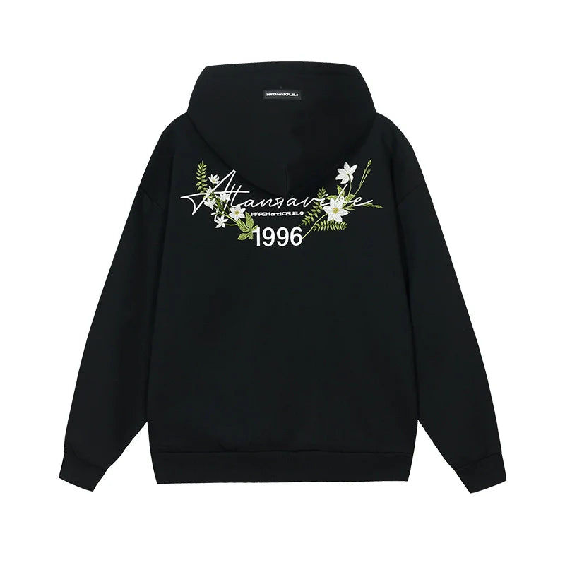 Harsh and Cruel Floral Wreath Embroidered Botanical Hoodie