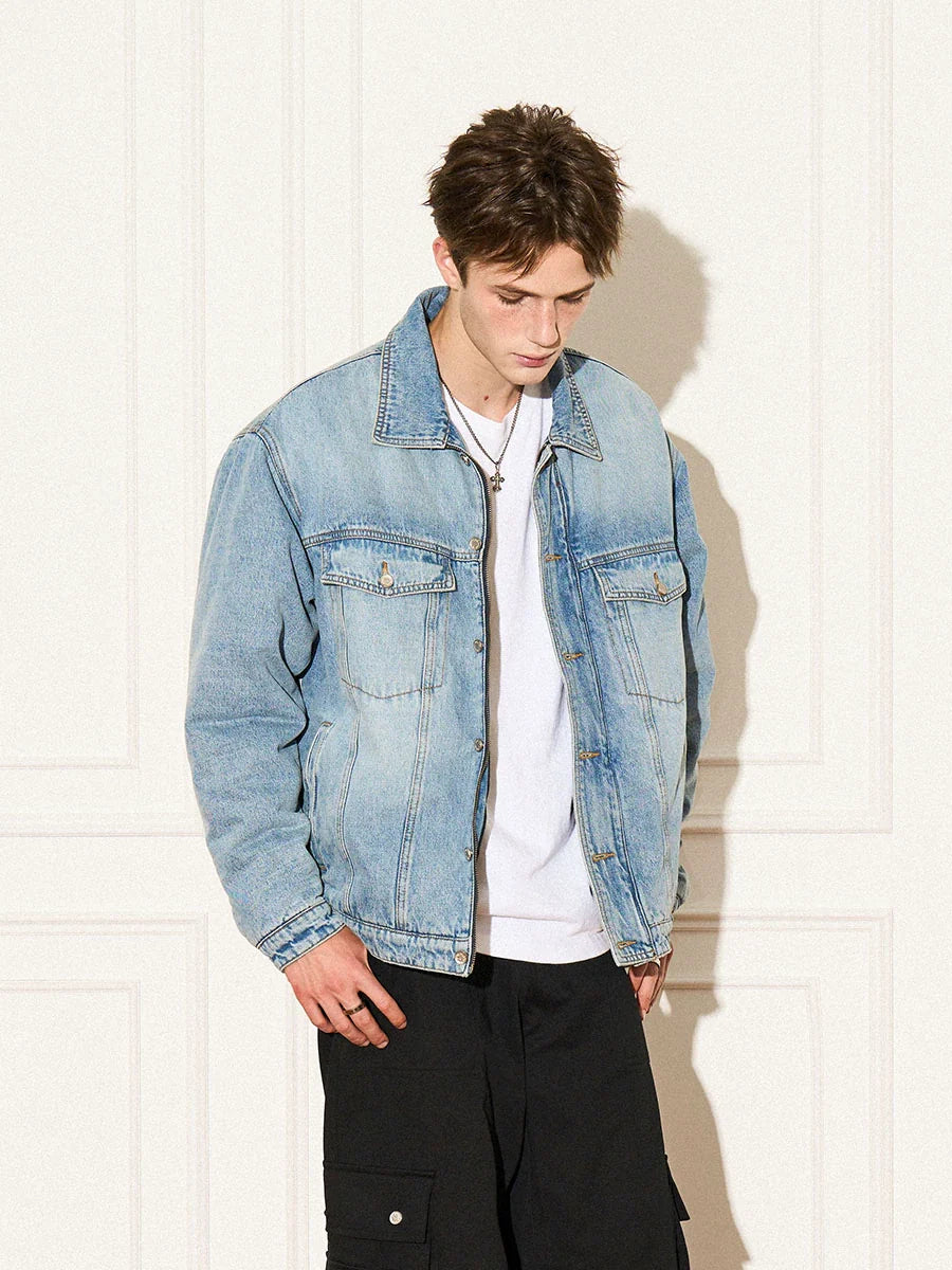 EMPTY REFERENCE Embossed Logo Denim Jacket