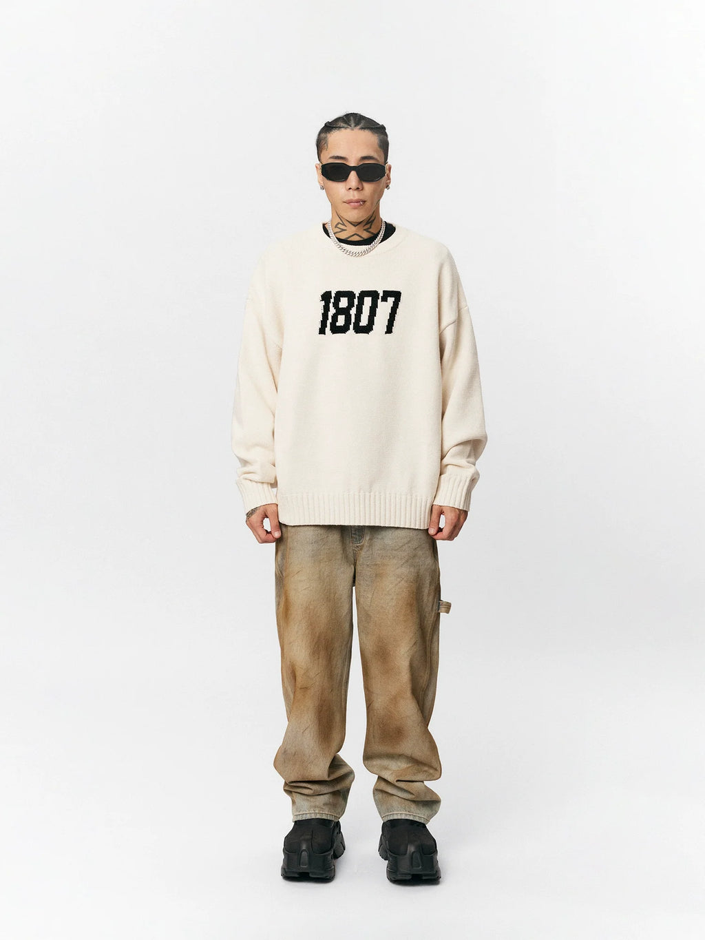 1807 Chenille Logo Jacquard Knit Sweater