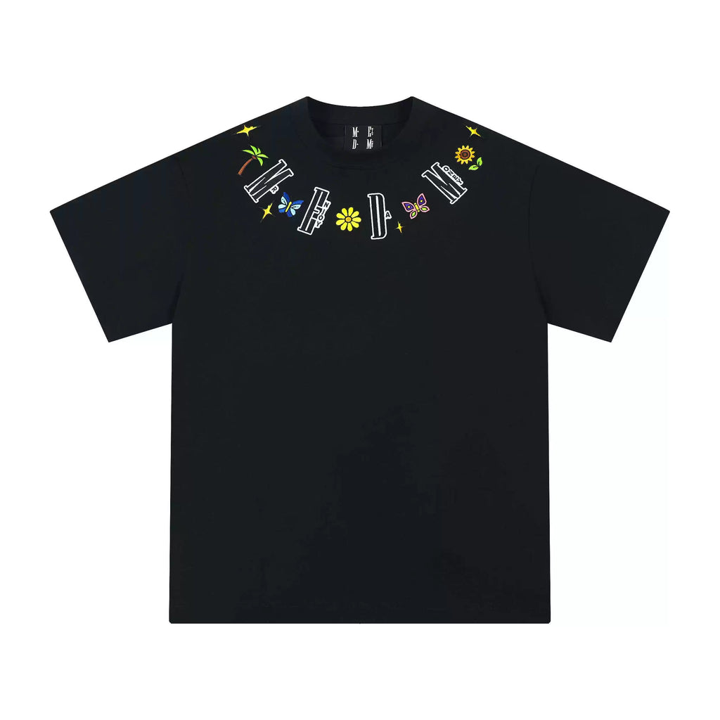 MEDM Butterfly Embroidered Neckline Tee