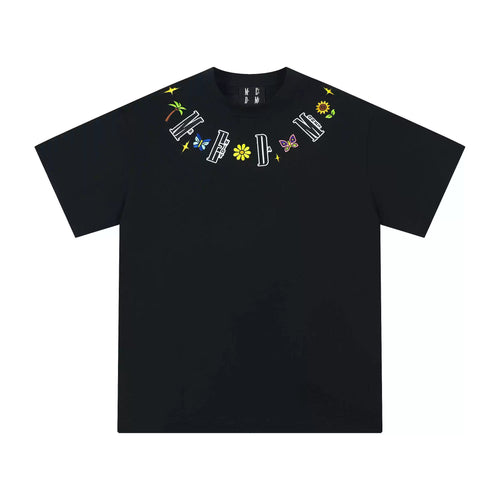 MEDM Butterfly Embroidered Neckline Tee