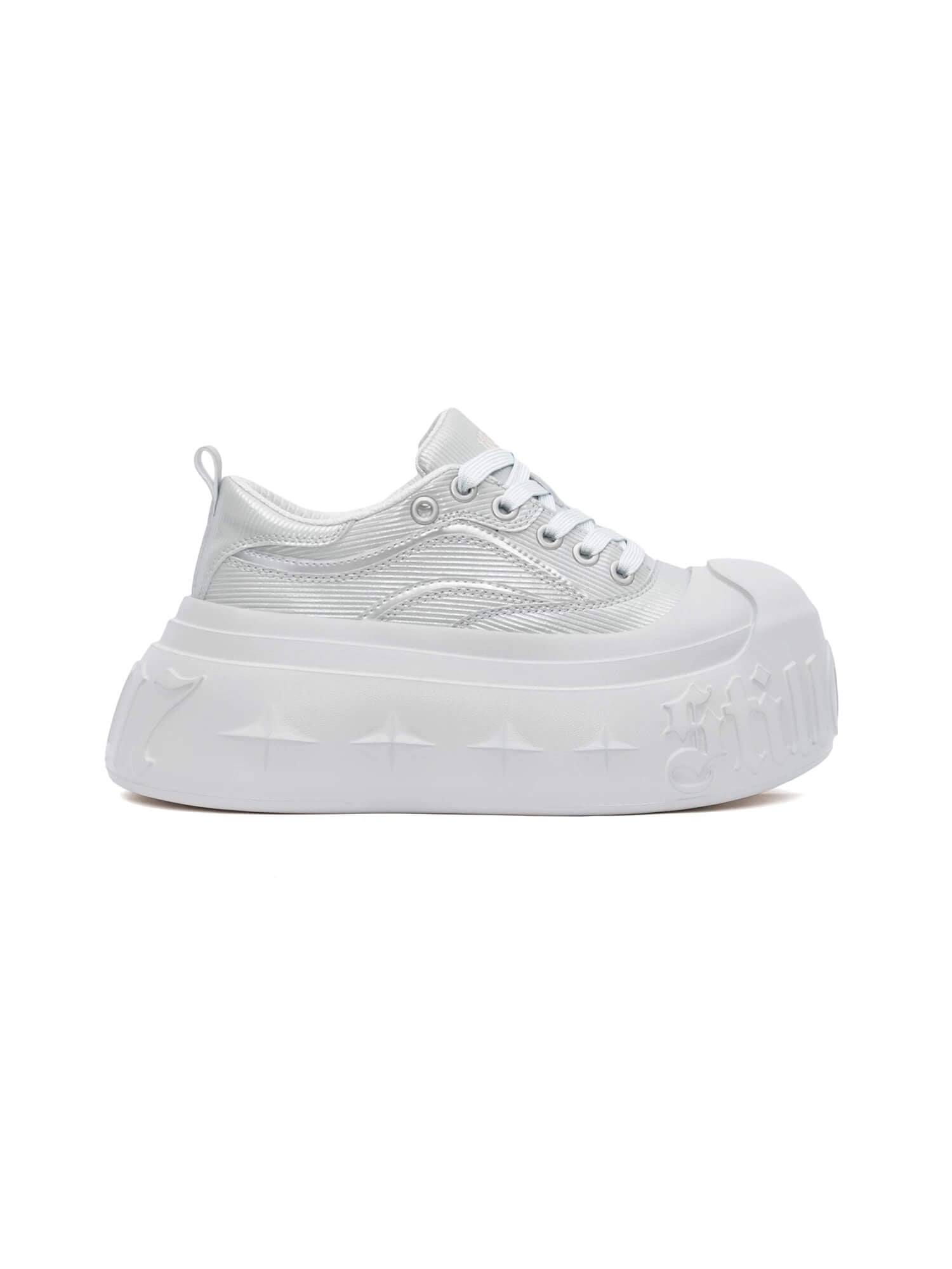 1807 INF-008 Gothic Lace Up Microfiber Leather Chunky Sneakers