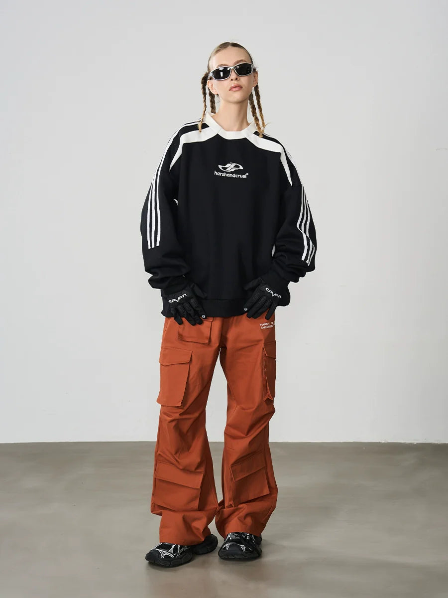 Harsh and Cruel Embroidered Logo Round Neck Sweater